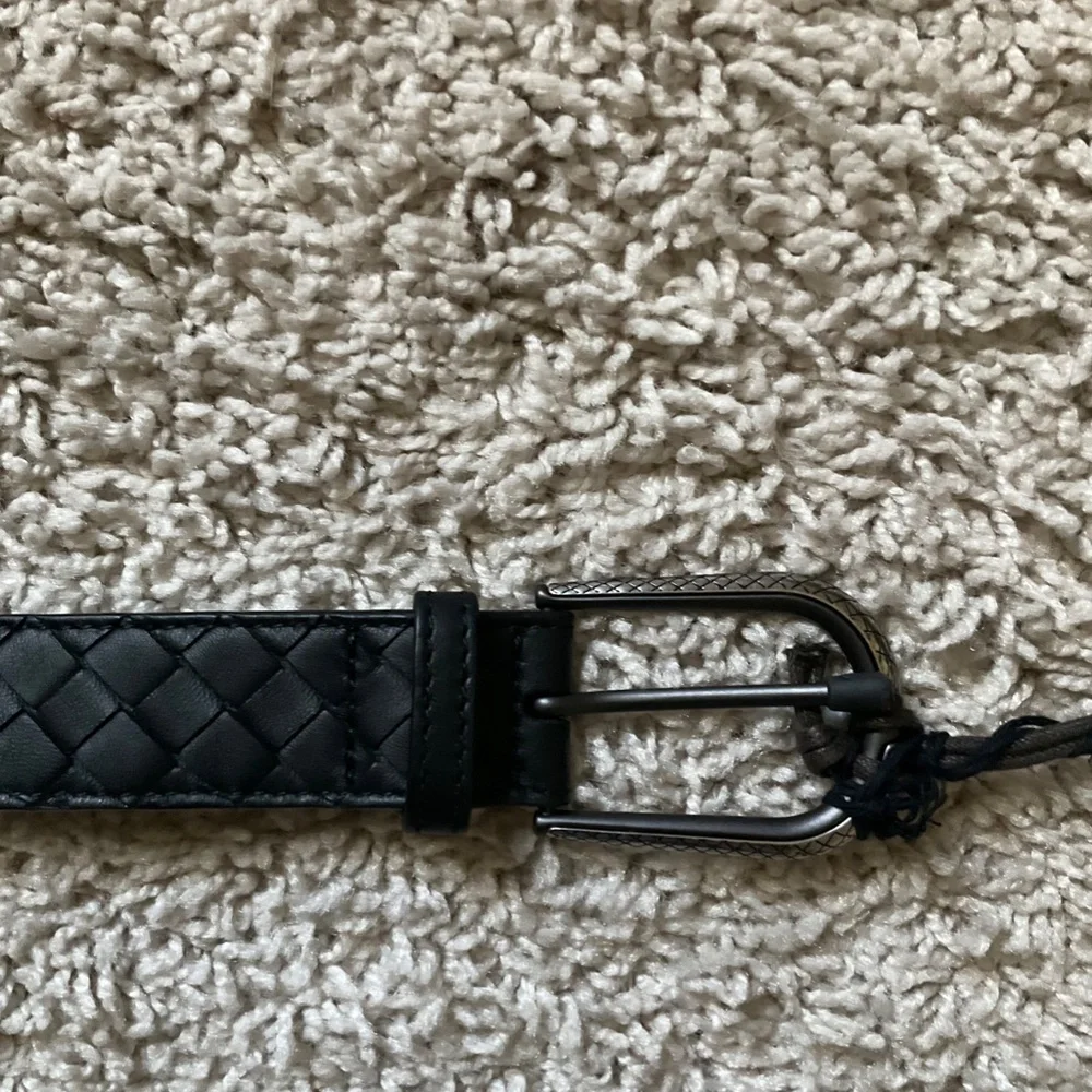 Bottega Veneta Black Leather Belt with Brown Dust Bag